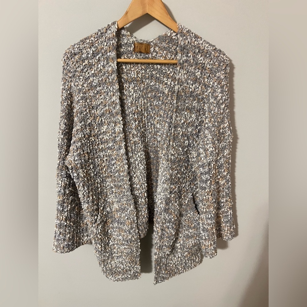 POL Multi-colored Polka Dot Chunky Knit Cardigan Long Small Cozy Pockets